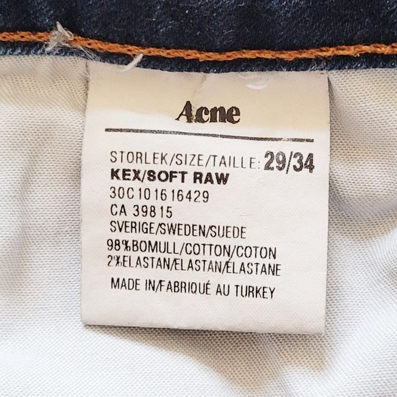 Acne - Kex Soft Raw Dark Blue Skinny Jeans - Size 29/34 - Picture 9 of 9